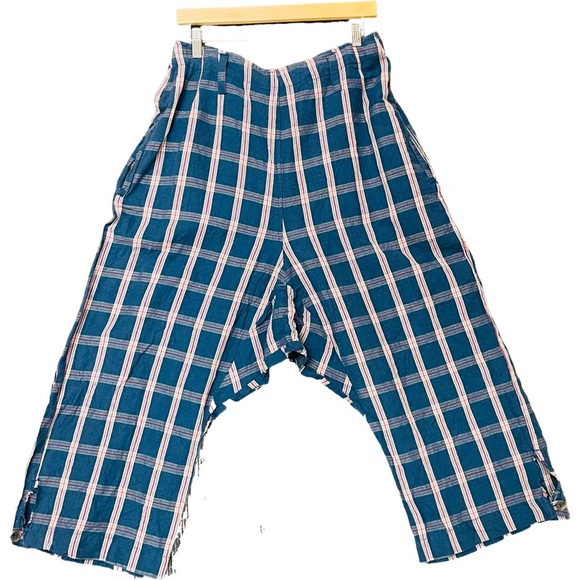 Ewa I Walla Cropped Checked Trousers in Blue Plaid. Made in Sweden. - Picture 4 of 7